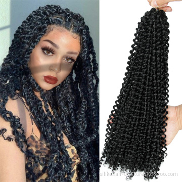 24 Inch Ombre Brown Black Spring Bomb Twist Water Wave Crochet Braids Hair Pre Passion Twist Synthetic Braiding Hair Extension